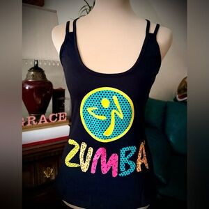 Zumba Fitness Black Tank Top with Colorful Logo